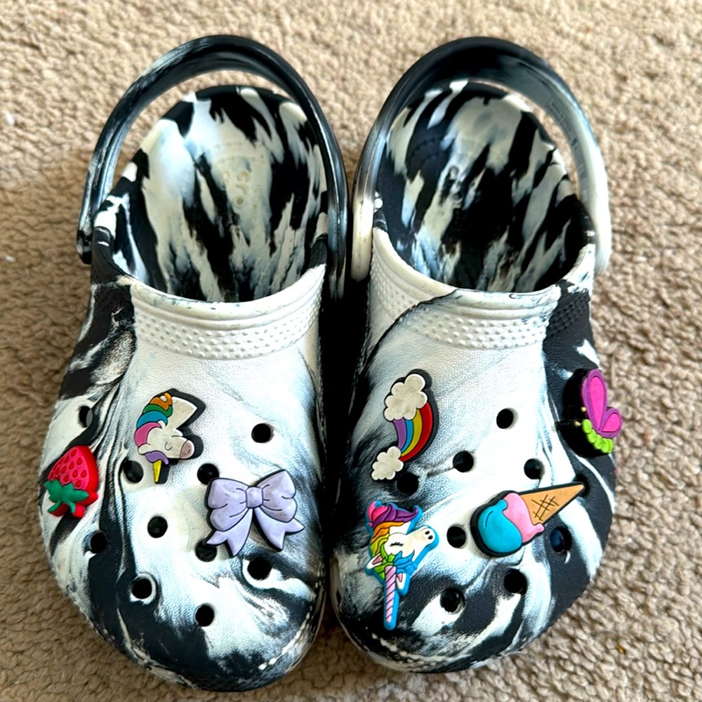 Black and white Crocs